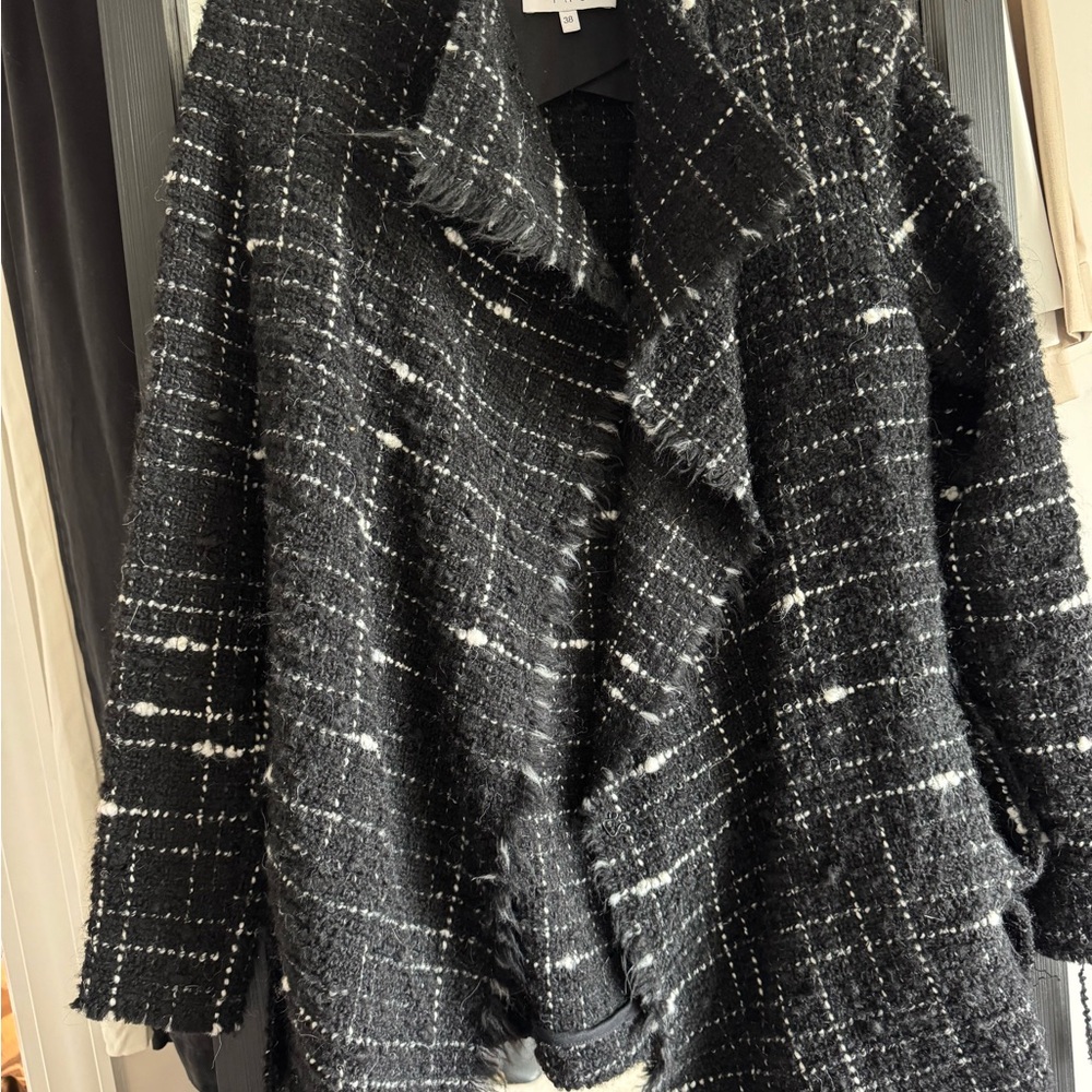 IRO Black and White Blazer with Windowpane Pattern